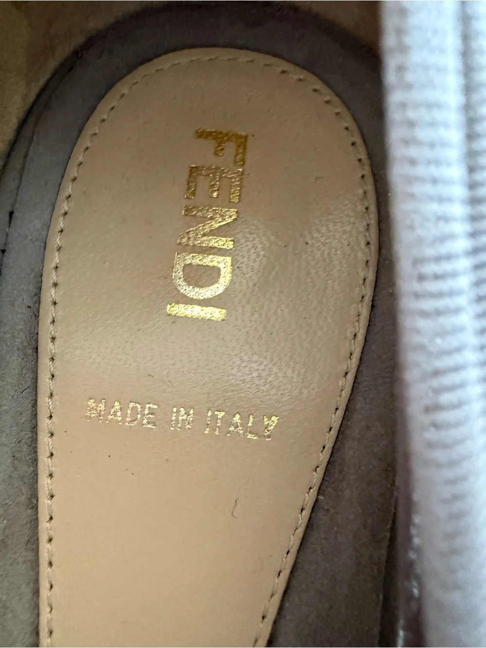 Fendi Taupe Knit Knot Ballet Flats